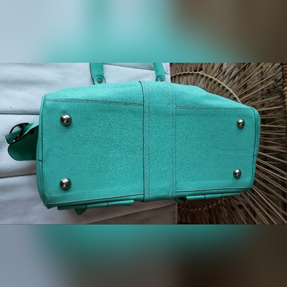 Vintage J & M Davidson England Elegant Green/Turquoise Women's Travel Bag/Purse - Picture 8 of 8